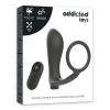 ADDICTED TOYS – čierny, nabíjateľný erekčný krúžok s diaľkovým ovládaním