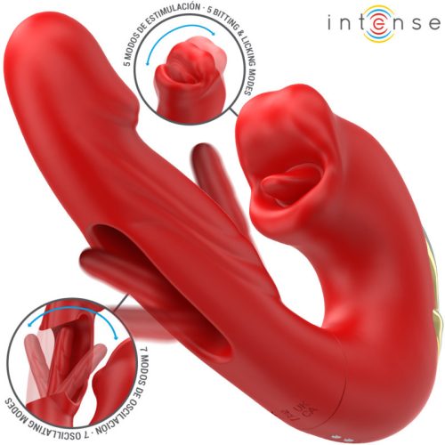 Nathy dvojitý vibrator multifunkčný stimulátor s červenými ústmi – kvalitná erotická kozmetika